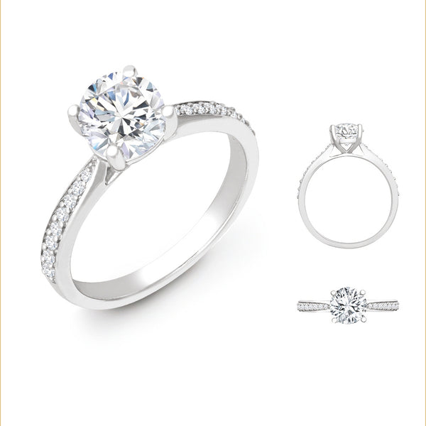 Lab 18ct White Gold 0.12ct Diamond Pav?-set Wed-fit Ring Mount + 0.25ct Diamond