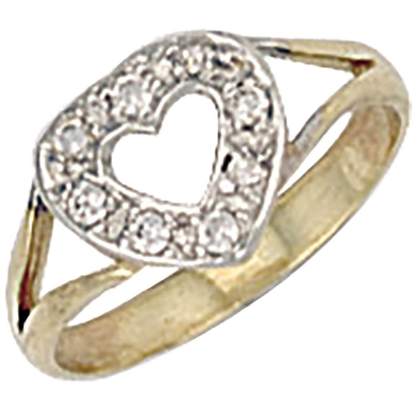 Y/G Cz Heart Baby Ring