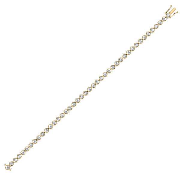 Diamond Bracelet - 18ct White Gold 1.00ct Rub-over Natural Diamond Line Bracelet - by Hearts Forever Jewellers