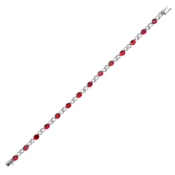 0.08ct Bracelet - 18ct White Gold Natural Diamond And Ruby Bracelet - by Hearts Forever Jewellers