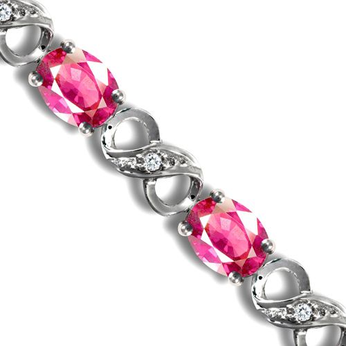 0.08ct Bracelet - 18ct White Gold Natural Diamond And Pink Sapphire Bracelet - by Hearts Forever Jewellers