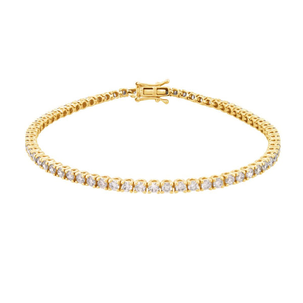 Diamond Bracelet - 18ct Yellow Gold 3.00ct Claw Set Natural Diamond Line Bracelet - by Hearts Forever Jewellers