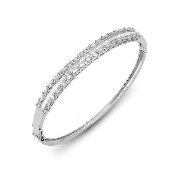 Baguette Bracelet - 18ct White Gold Natural Diamond Bangle - by Hearts Forever Jewellers