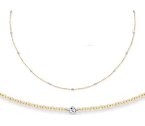 0.23ct Necklace - 18ct White And Yellow Gold Natural Diamond Chain - by Hearts Forever Jewellers
