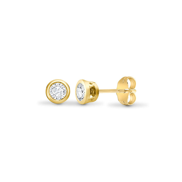 Diamond Ring - 18ct Yellow Gold 10pts Rub over earrings - by Hearts Forever Jewellers