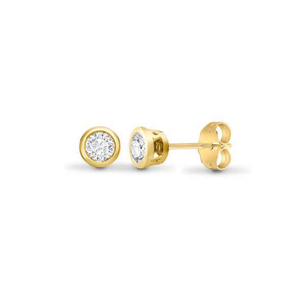 Diamond Ring - 18ct Yellow Gold 10pts Rub over earrings - by Hearts Forever Jewellers