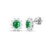 18ct White gold Natural Diamond 52pt and Emerald 1.25ct stud earrings.