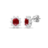18ct White gold Natural Diamond 52pt and ruby 1.80ct stud earrings.