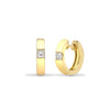 18ct yellow gold 18pt Natural Diamond huggie style earrings with a hinged notched post fixing