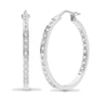 18ct White gold 21pt Natural Diamond creole Hoop Earrings.