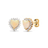 18ct yellow gold Natural Diamond 29pt and opal 84pt heart stud earrings.