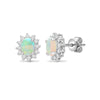 18ct White gold Natural Diamond 19pt and opal 37pt stud earrings.