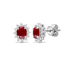 18ct White gold Natural Diamond 19pt and ruby 1.04ct and stud earrings.