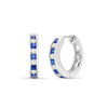 18ct White gold Natural Diamond 22pt and sapphire Hoop Earrings with a hinge notched post fixing.
