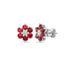 18ct White gold Natural Diamond 21pt and ruby 1.80ct stud earrings.