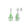 18ct White gold Natural Diamond 5pt and green amethyst 2.38ct drop stud earrings.