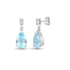 18ct White gold Natural Diamond 5pt and blue topaz 3.03ct drop stud earrings.