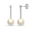 18ct White gold 12pt Natural Diamond and pearl drop stud earrings.