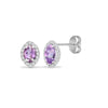 18ct White gold Natural Diamond 15pt and amethyst 1.07ct stud earrings.