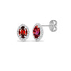 18ct White gold Natural Diamond 15pt and garnet 1.46ct stud earrings.
