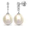 18ct White gold 37pt Natural Diamond and pearl drop stud earrings.