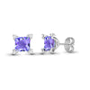 18ct White gold Natural Diamond 10pt and amethyst 2.09ct stud earrings.