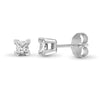 18ct White Gold 25pt Princess Cut 4 Claw Natural Diamond Stud Earrings