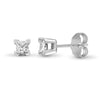 18ct White Gold 25pt Princess Cut 4 Claw Natural Diamond Stud Earrings