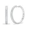 18ct White Gold 0.40ct Round & Baguette Natural Diamond Hoop Earrings