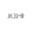 18ct White 0.34ct Natural Diamond 4 x Princess Cut Stud Earrings