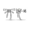 18ct White Gold 0.76ct Round & Baguette Natural Diamond Bow Earrings