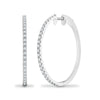 18ct White 0.14ct Natural Diamond Claw Half Set Hoop Earrings