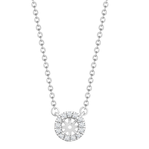 Diamond Necklace - 18ct White Gold 0.08ct Natural Diamond Halo Pendant with 16"-18" Chain Extender - by Hearts Forever Jewellers
