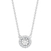 Diamond Necklace - 18ct White Gold 0.08ct Natural Diamond Halo Pendant with 16"-18" Chain Extender - by Hearts Forever Jewellers