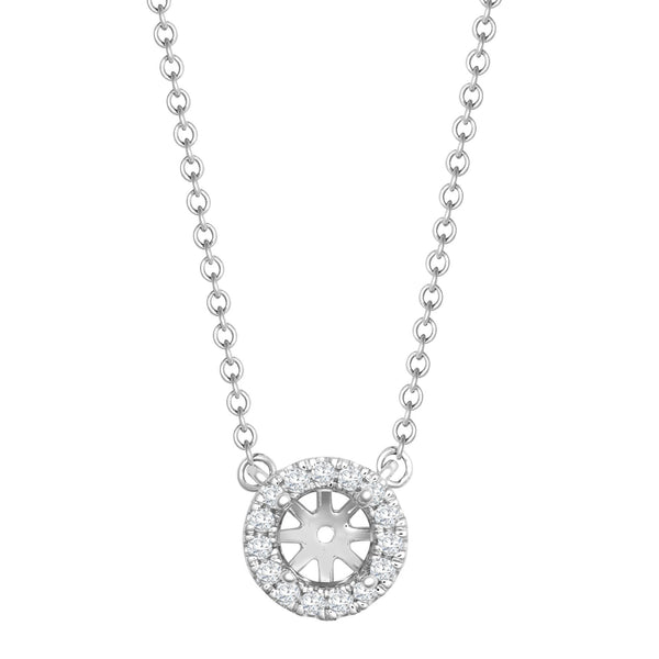 Diamond Necklace - 18ct White Gold 0.08ct Natural Diamond Halo Pendant with 16"-18" Chain Extender - by Hearts Forever Jewellers