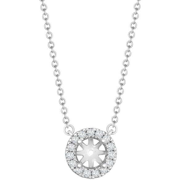 Diamond Necklace - 18ct White Gold 0.08ct Natural Diamond Halo Pendant with 16"-18" Chain Extender - by Hearts Forever Jewellers