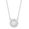 Diamond Necklace - 18ct White Gold 0.08ct Natural Diamond Halo Pendant with 16"-18" Chain Extender - by Hearts Forever Jewellers