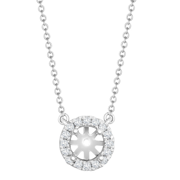 Diamond Necklace - 18ct White Gold 0.08ct Natural Diamond Halo Pendant with 16"-18" Chain Extender - by Hearts Forever Jewellers
