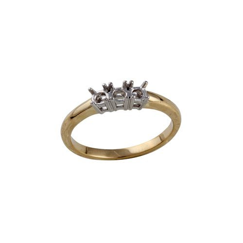 Diamond Ring - 18ct Yellow and White 0.25ct Natural Diamond Claw Set Trilogy Ring Mount - by Hearts Forever Jewellers