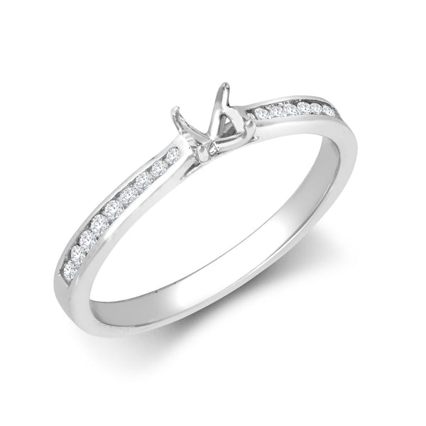 Diamond Ring - 18ct White Gold 0.13ct Natural Diamond Channel-set Wed-fit Ring Mount- Holds 0.25ct - by Hearts Forever Jewellers