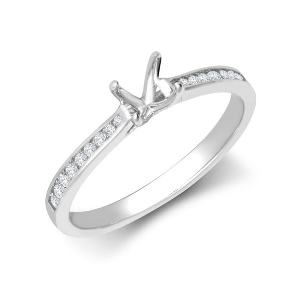 Diamond Ring - 18ct White Gold 0.13ct Natural Diamond Channel-set Wed-fit Ring Mount- Holds 0.25ct - by Hearts Forever Jewellers