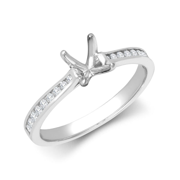 Diamond Ring - 18ct White Gold 0.13ct Natural Diamond Channel-set Wed-fit Ring Mount- Holds 0.25ct - by Hearts Forever Jewellers