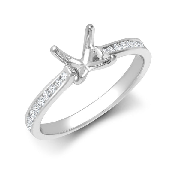 Diamond Ring - 18ct White Gold 0.13ct Natural Diamond Channel-set Wed-fit Ring Mount- Holds 0.25ct - by Hearts Forever Jewellers