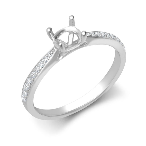 Diamond Ring - 18ct White Gold 0.12ct Natural Diamond Pave set Wed-fit Ring Mount- Holds 0.25ct - by Hearts Forever Jewellers