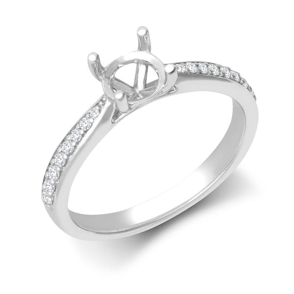 Diamond Ring - 18ct White Gold 0.12ct Natural Diamond Pave set Wed-fit Ring Mount- Holds 0.25ct - by Hearts Forever Jewellers