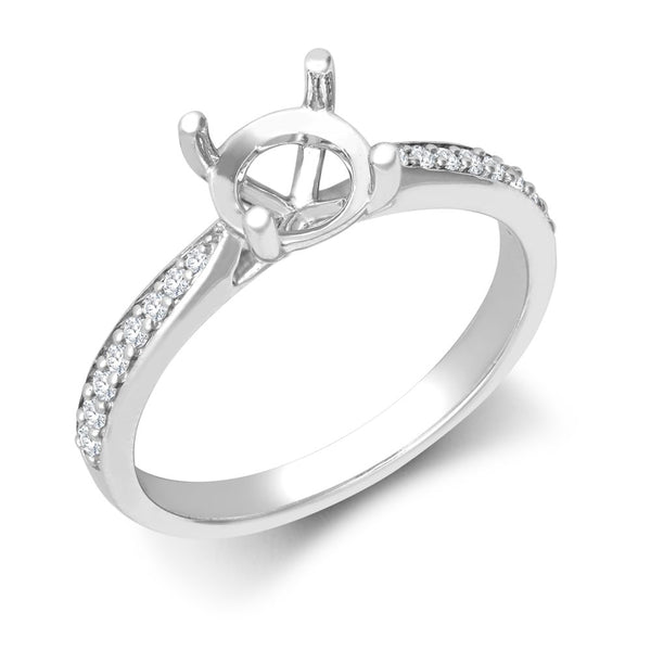 Diamond Ring - 18ct White Gold 0.12ct Natural Diamond Pave set Wed-fit Ring Mount- Holds 0.25ct - by Hearts Forever Jewellers