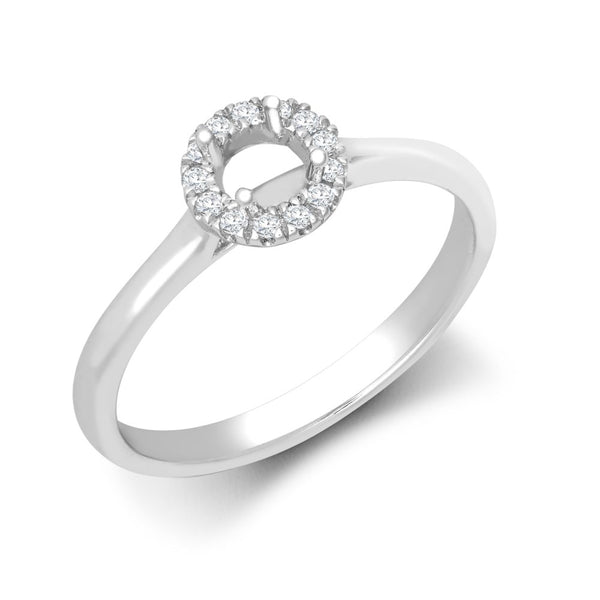 Diamond Ring - 18ct White Gold 0.08ct Natural Diamond Micro-set Halo Wed-fit Ring Mount- Holds 0.25ct - by Hearts Forever Jewellers