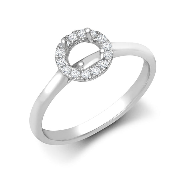 Diamond Ring - 18ct White Gold 0.08ct Natural Diamond Micro-set Halo Wed-fit Ring Mount- Holds 0.25ct - by Hearts Forever Jewellers