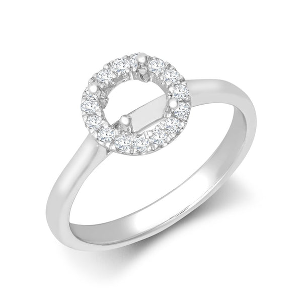 Diamond Ring - 18ct White Gold 0.08ct Natural Diamond Micro-set Halo Wed-fit Ring Mount- Holds 0.25ct - by Hearts Forever Jewellers