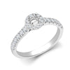 Diamond Ring - 18ct White Gold 0.37ct Natural Diamond Micro-set Halo and Shoulders Wed-fit Ring Mount- Holds 0.25ct - by Hearts Forever Jewellers
